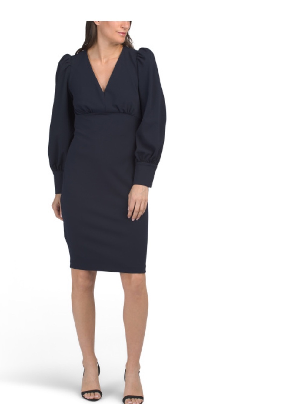NWT Calvin Klein Navy V-Neck Long Sleeve Shift Dress balloons sleeve size 4